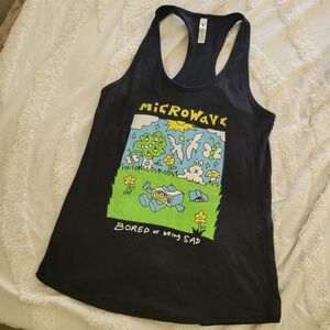 Microwave Band Tank Top Women's Large Racerback Tee Public